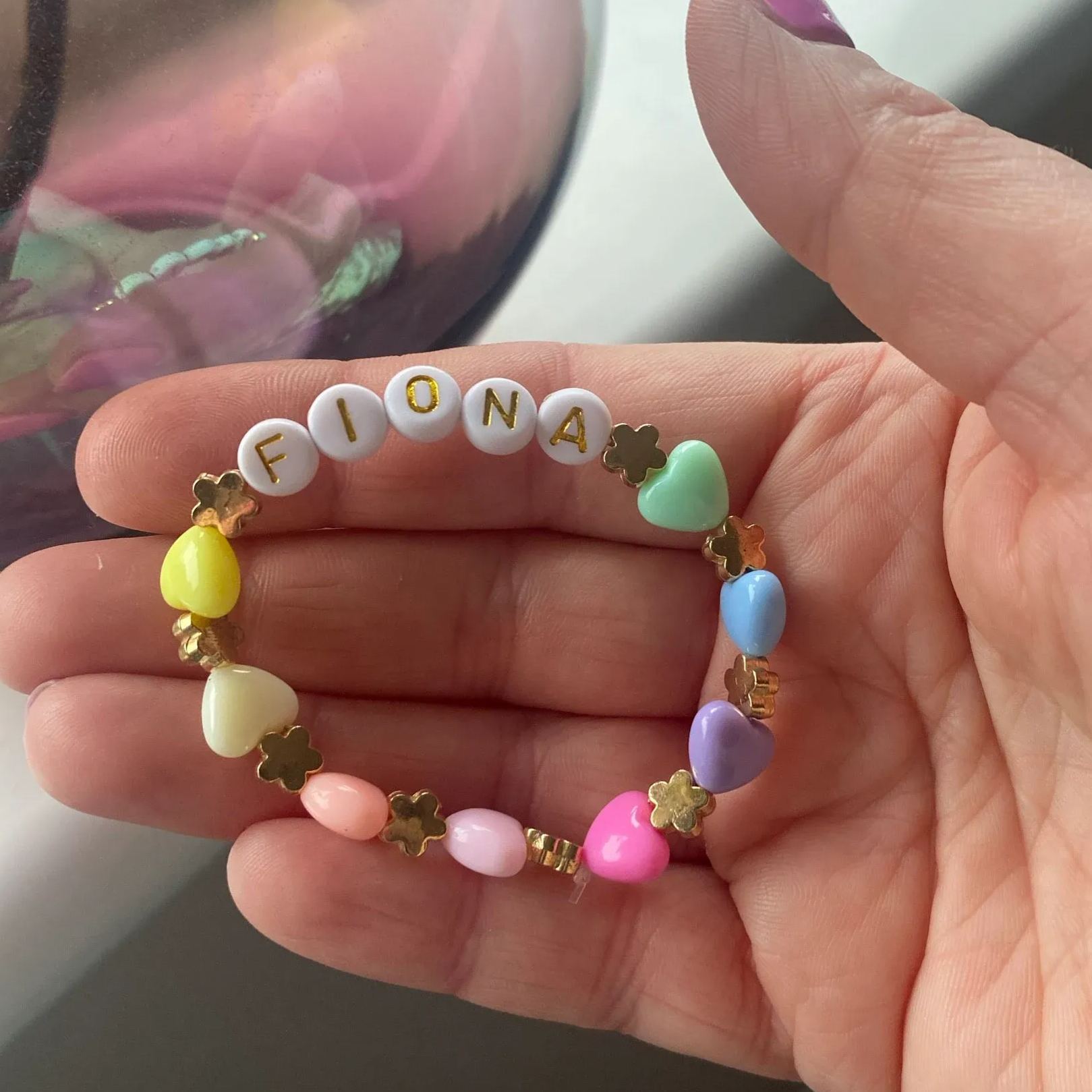 Personalized Kids Lovely Bead Bracelet With Name | CWBeach137