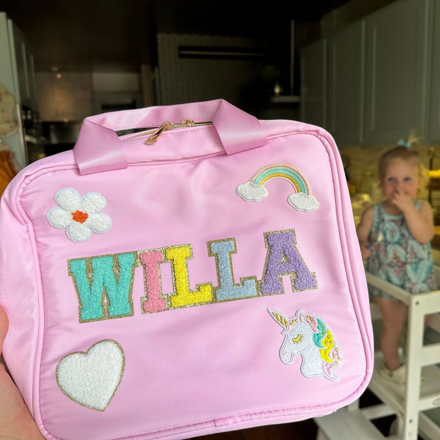 Personalized Chenille Letters Kids Lunch Bag