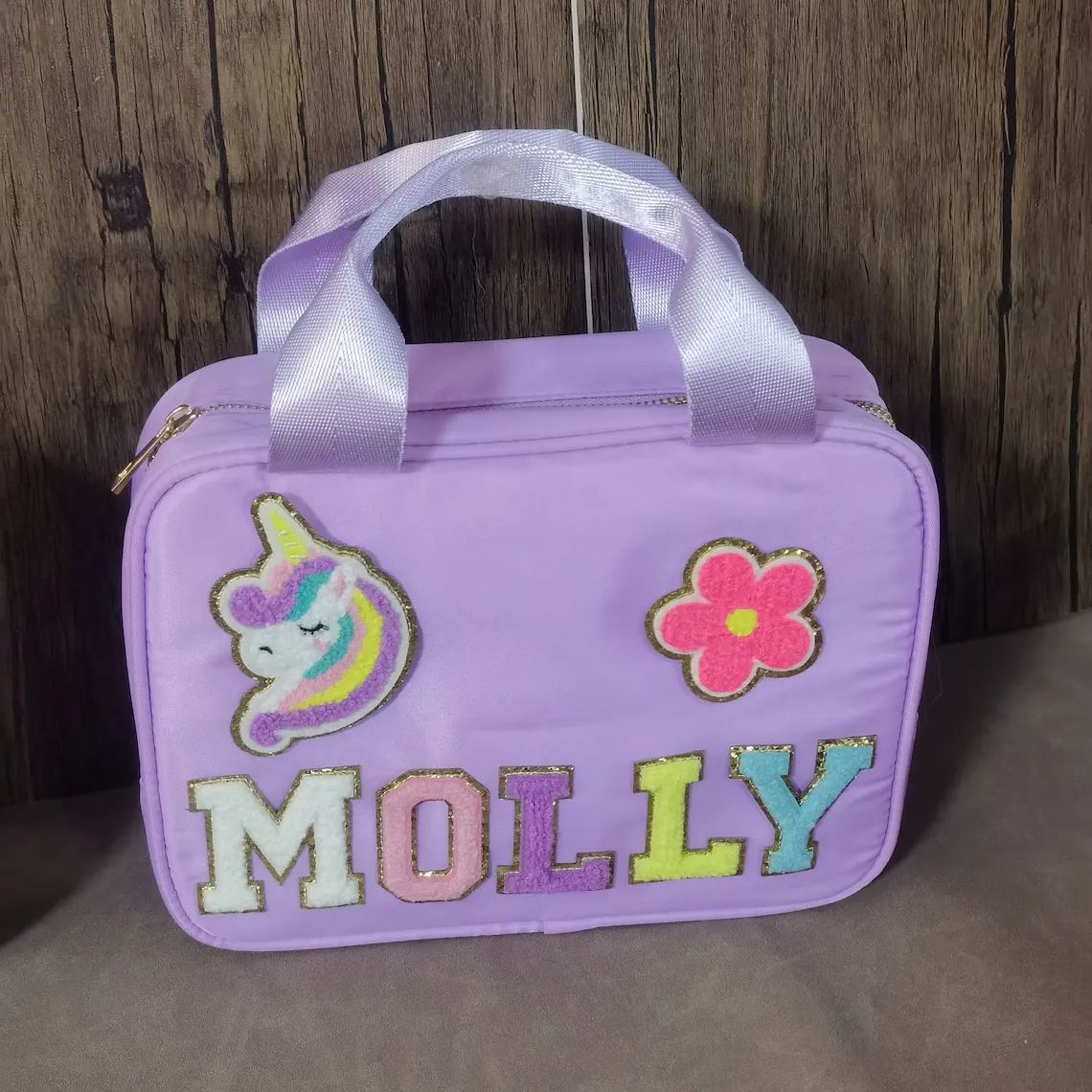 Personalized Chenille Letters Kids Lunch Bag