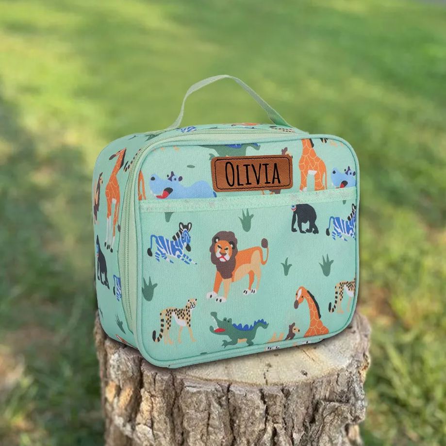 Personalized Kids Leather Patch Cute Lunch Bag