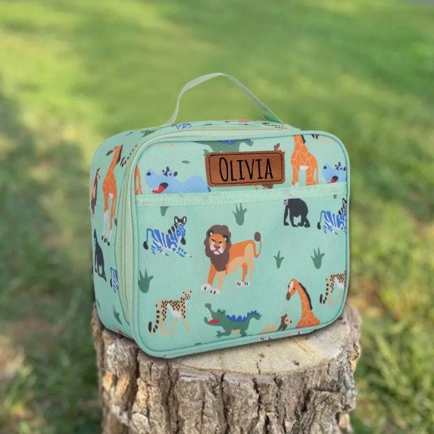 Personalized Kids Leather Patch Cute Lunch Bag