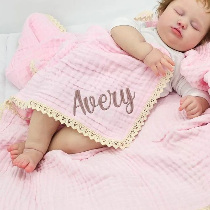 Personalized Embroidered Name Baby Swaddle Blanket for Unique Gift | CWBaby58