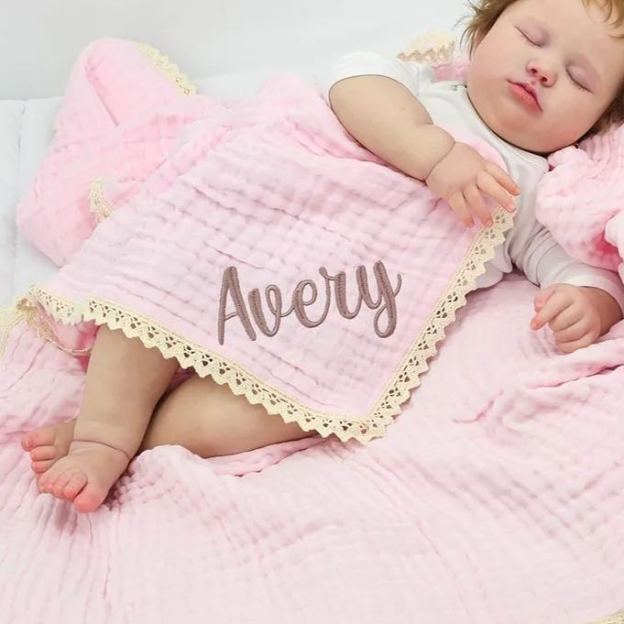 Personalized Embroidered Name Baby Swaddle Blanket for Unique Gift | CWBaby58