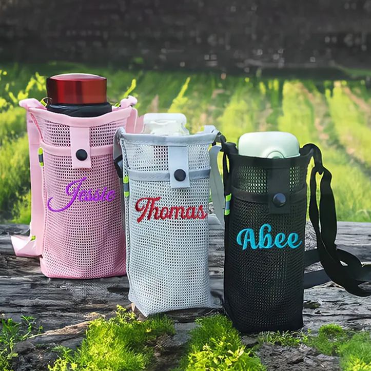 Personalized Embroidery Mesh Water Bottle Pouch Bag | CWBeach141