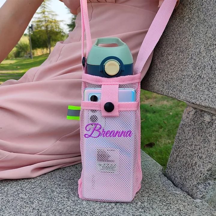 Personalized Embroidery Mesh Water Bottle Pouch Bag | CWBeach141