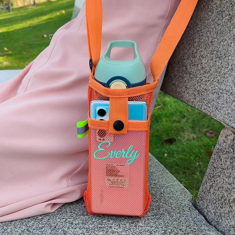 Personalized Embroidery Mesh Water Bottle Pouch Bag | CWBeach141