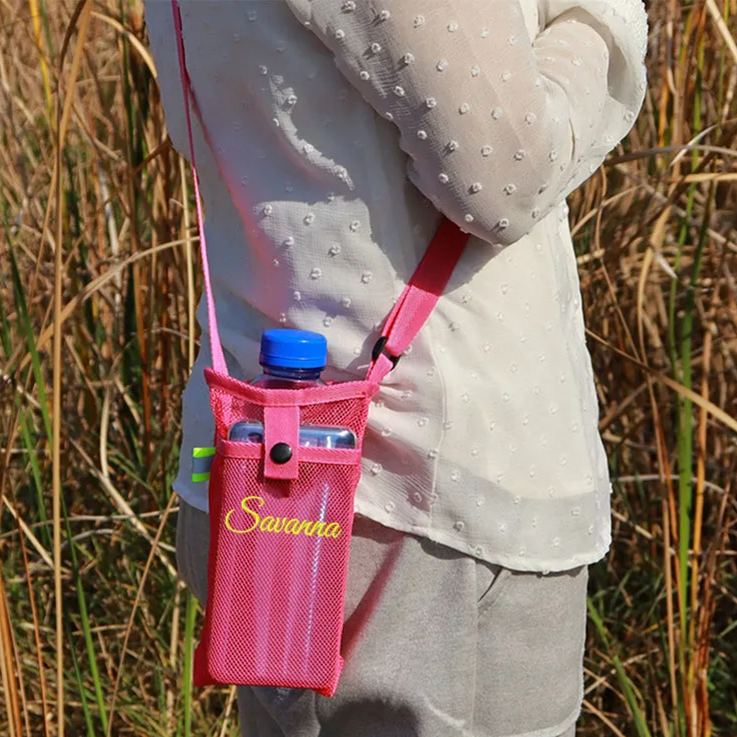 Personalized Embroidery Mesh Water Bottle Pouch Bag | CWBeach141