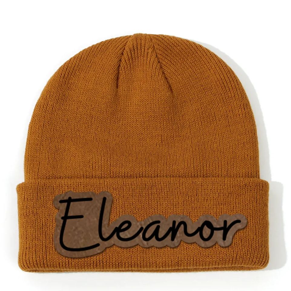 Personalized Leather Patch Beanie for Comfort & Unique | HSKid33