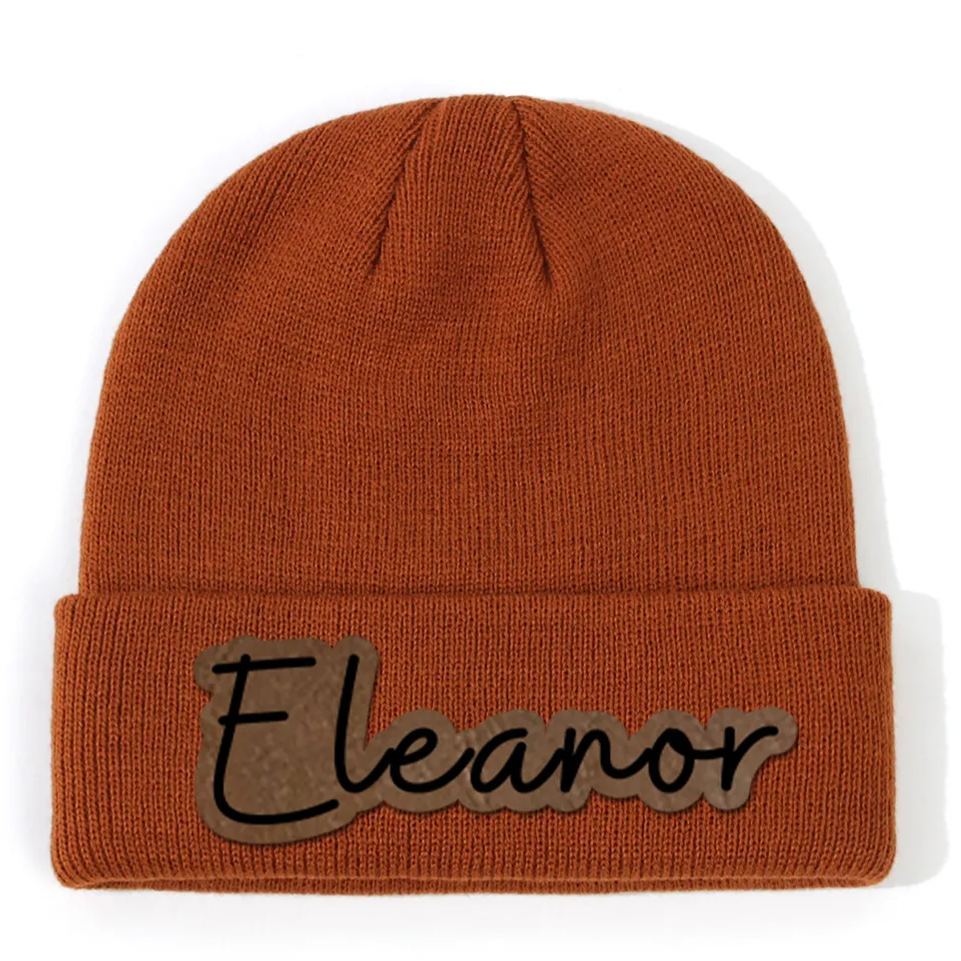 Personalized Leather Patch Beanie for Comfort & Unique | HSKid33