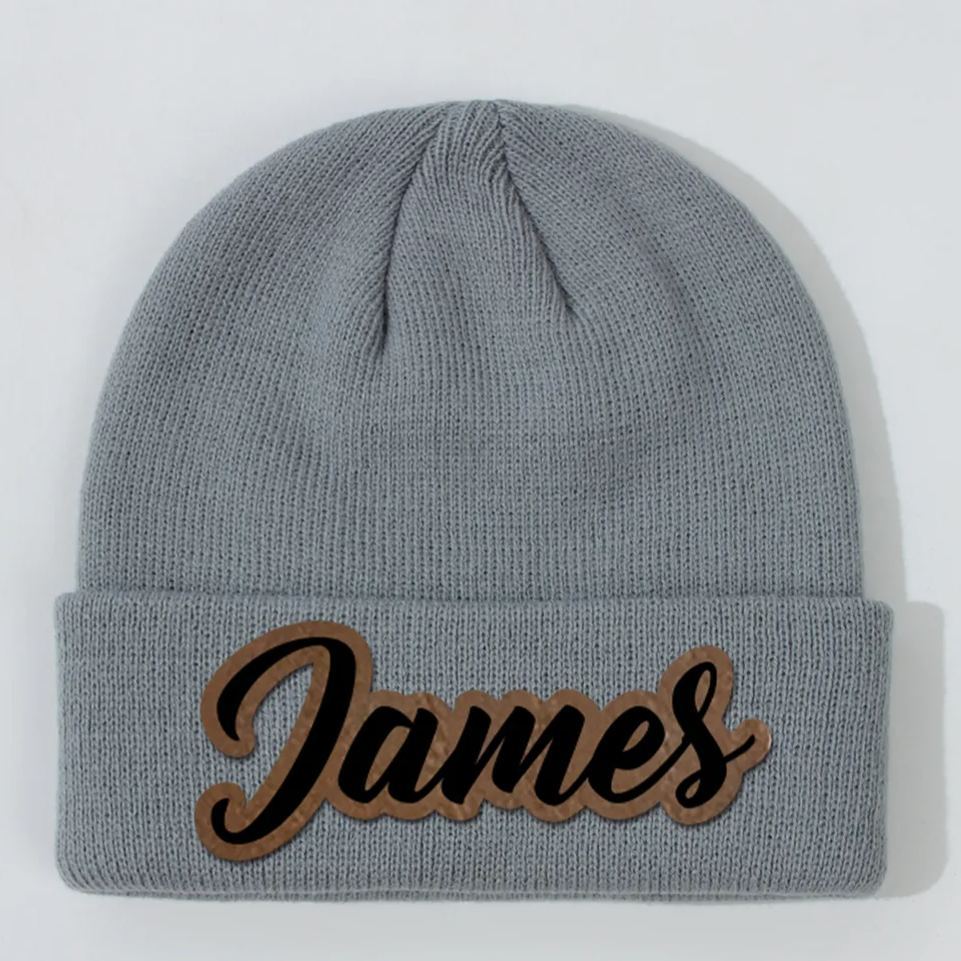 Personalized Leather Patch Beanie for Comfort & Unique | HSKid33