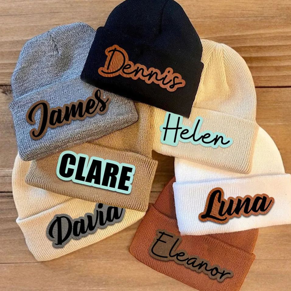 Personalized Leather Patch Beanie for Comfort & Unique | HSKid33