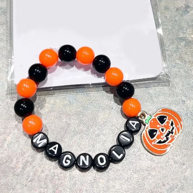 Personalized Halloween Bead Bracelet With Name | CWHalloween07
