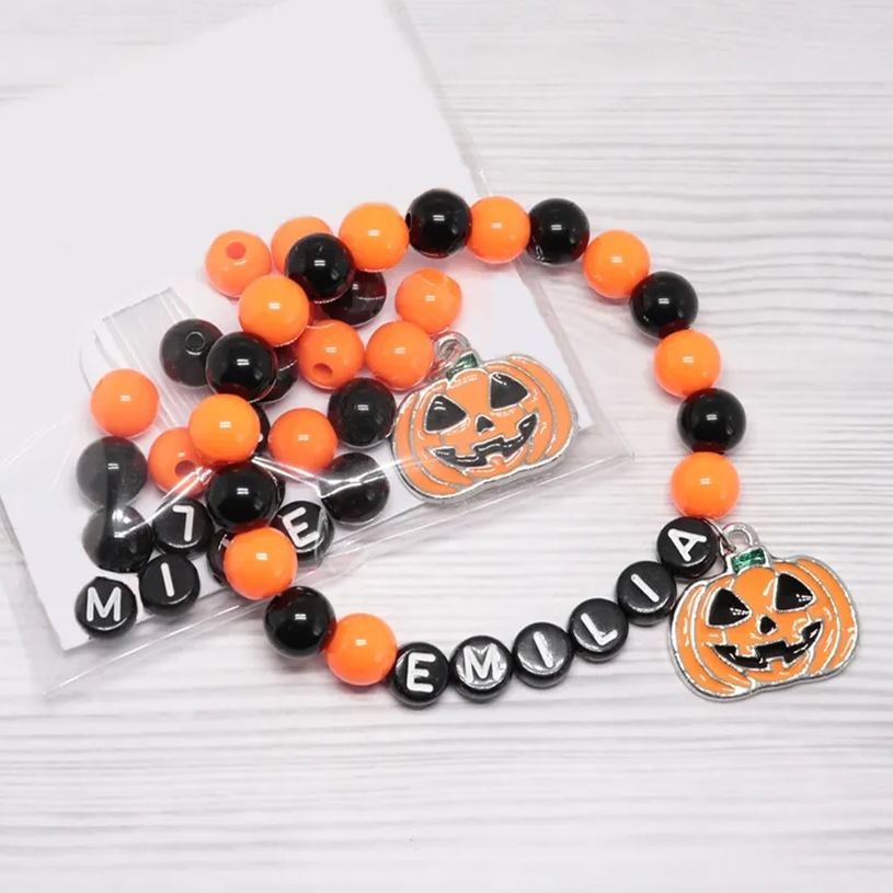 Personalized Halloween Bead Bracelet With Name | CWHalloween07