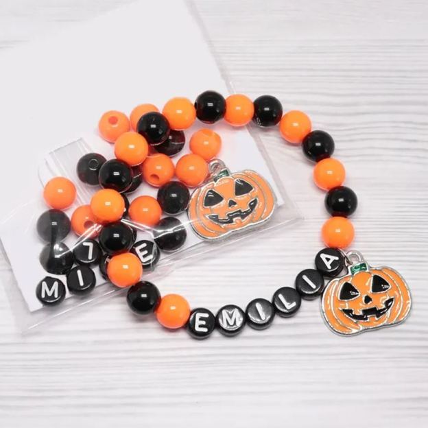 Personalized Halloween Bead Bracelet With Name | CWHalloween07