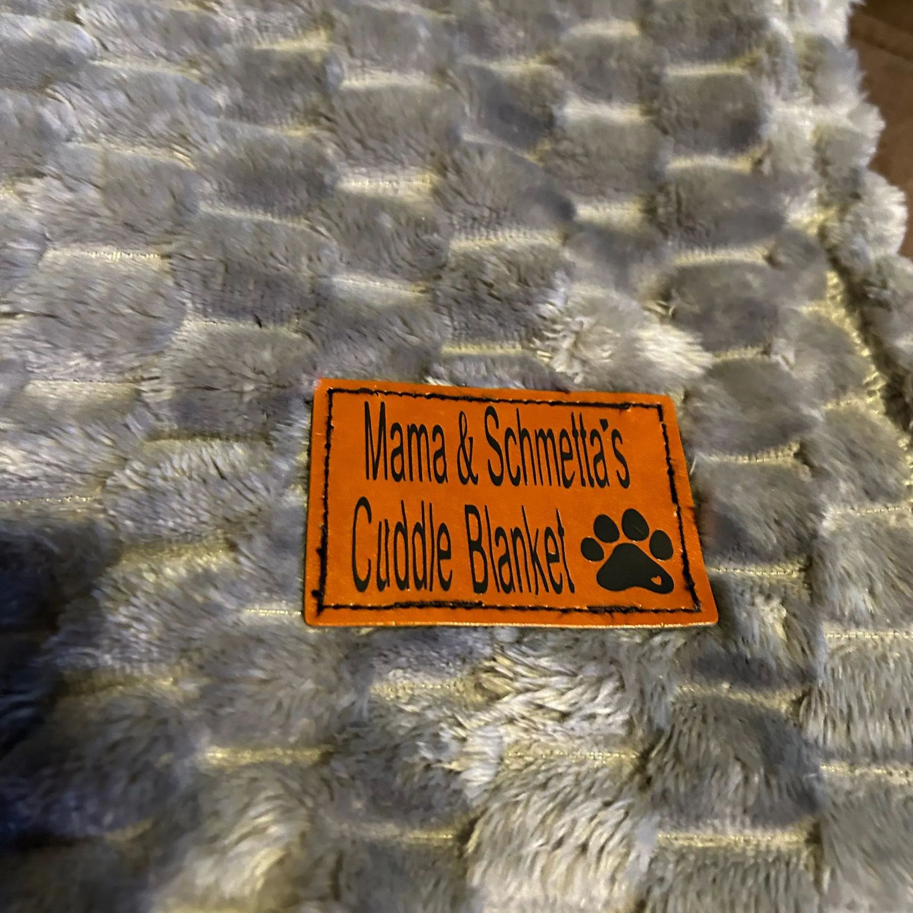 Personalized Plush Fleece Leather Patch Pet Blanket | BKPet75