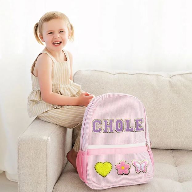 Personalized Kids Seersucker Backpack Insulation Lunch Box