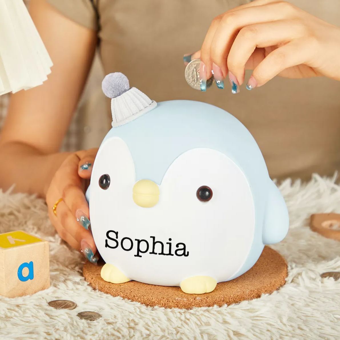 Personalized Kids Penguin Piggy Bank | CWToy68