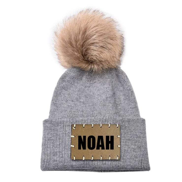 Personalized Leather Patch Beanie for Comfort & Unique | HSKid34