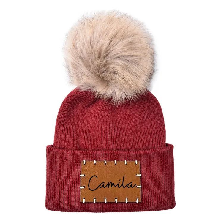 Personalized Leather Patch Beanie for Comfort & Unique | HSKid34