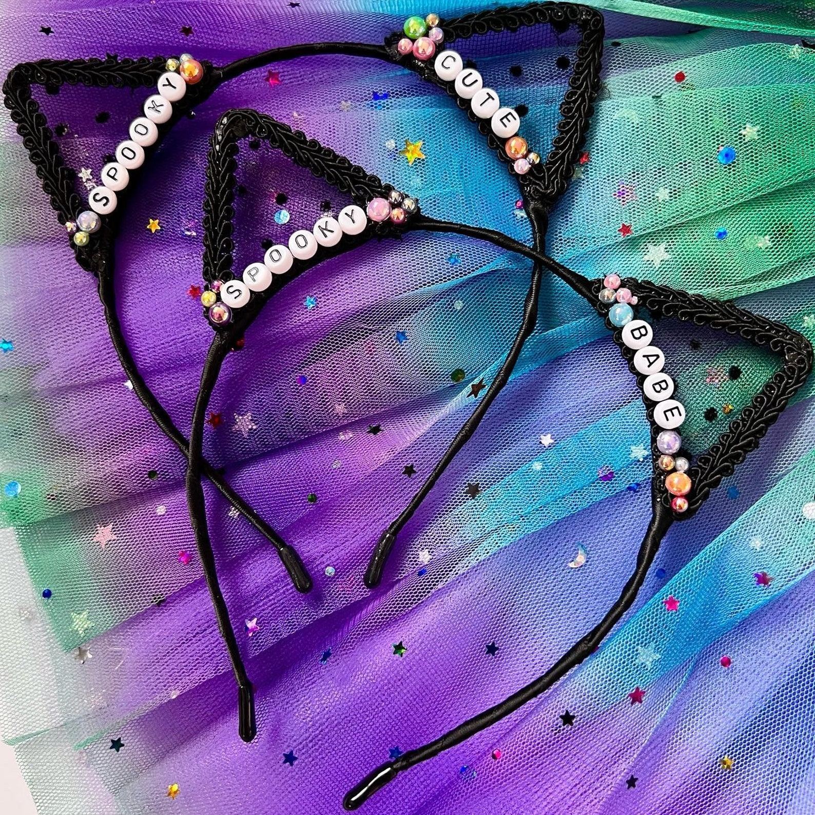 Personalized Halloween Black Cat Ear Headband | CWHalloween17