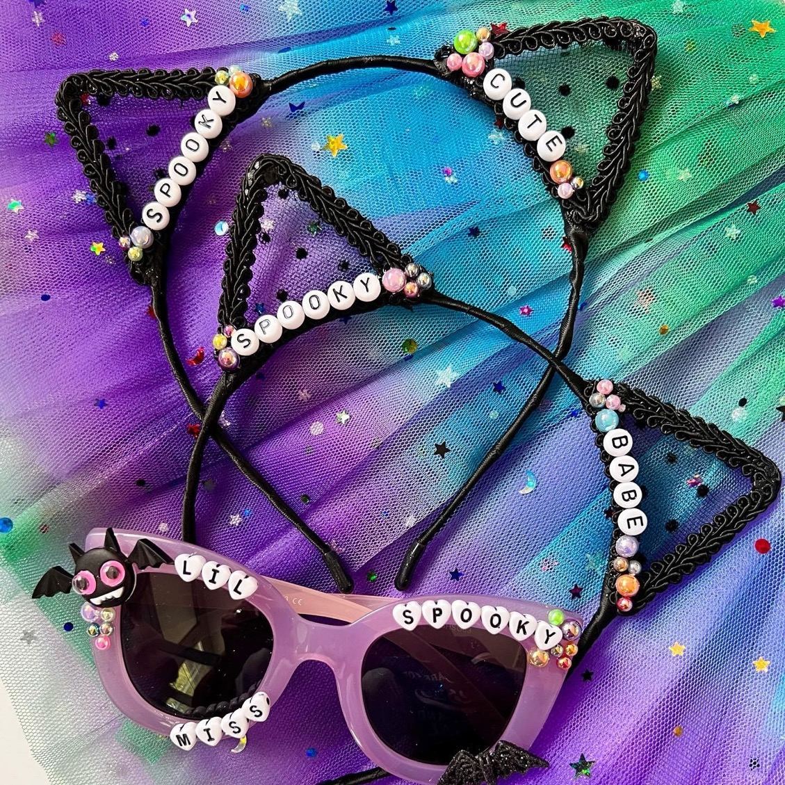 Personalized Halloween Black Cat Ear Headband | CWHalloween17