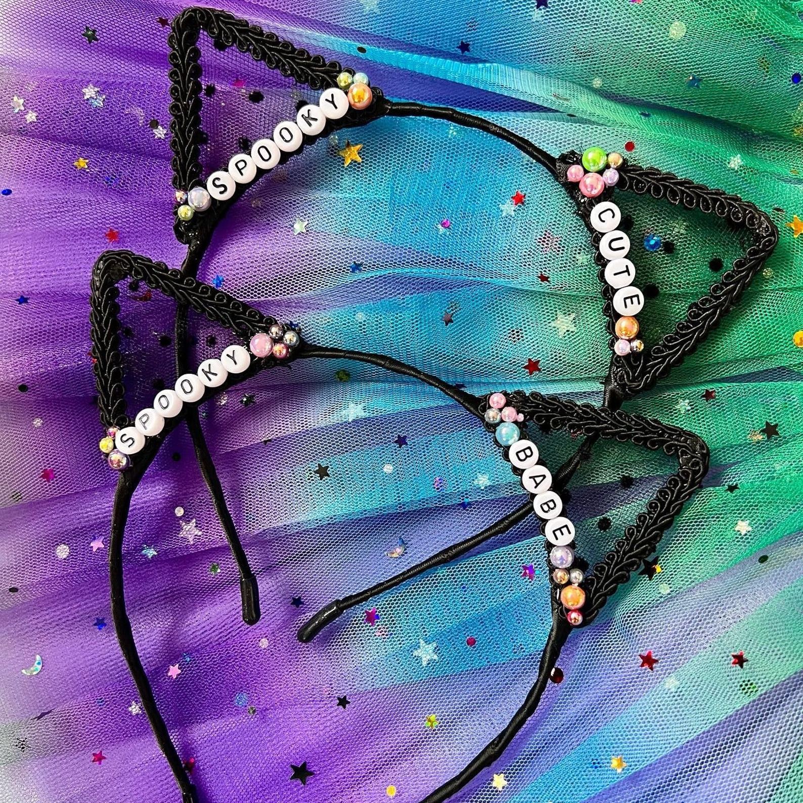 Personalized Halloween Black Cat Ear Headband | CWHalloween17