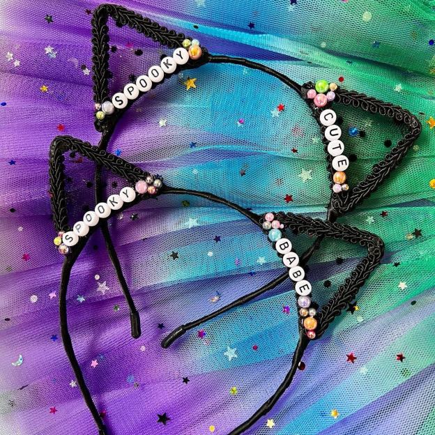 Personalized Halloween Black Cat Ear Headband | CWHalloween17