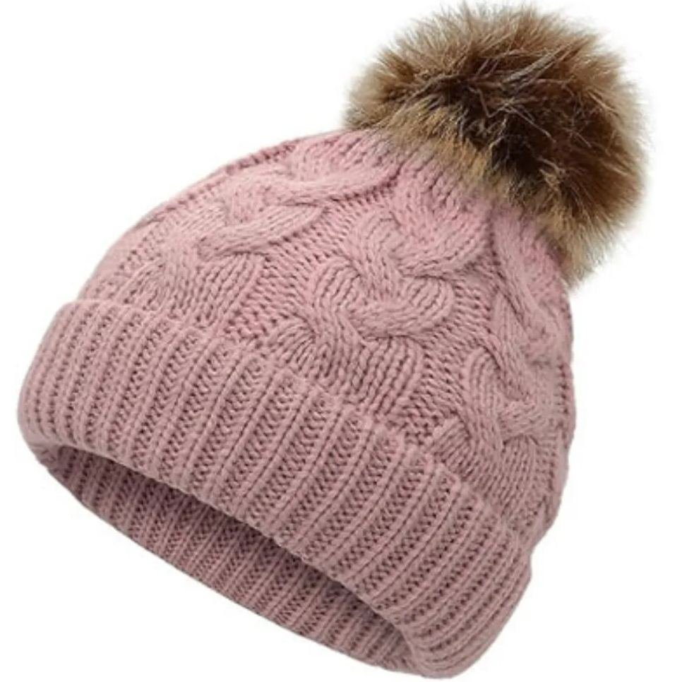 Personalized Faux Leather Patch  Pom Pom Beanie| HSKid40