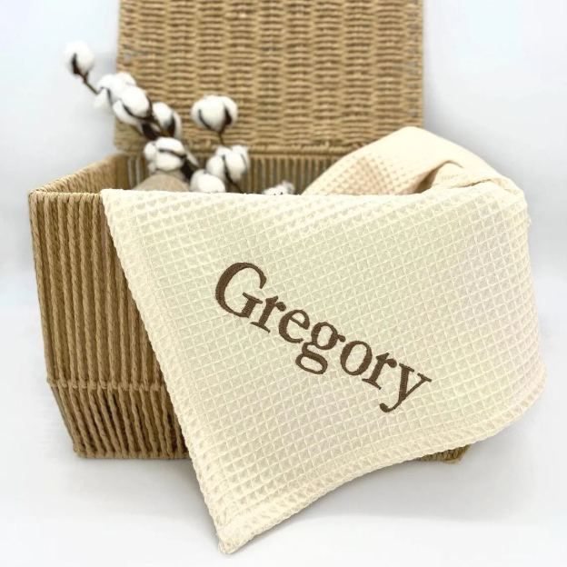 Personalized Embroidered Waffle Blanket for Comfort & Unique| CWBaby48