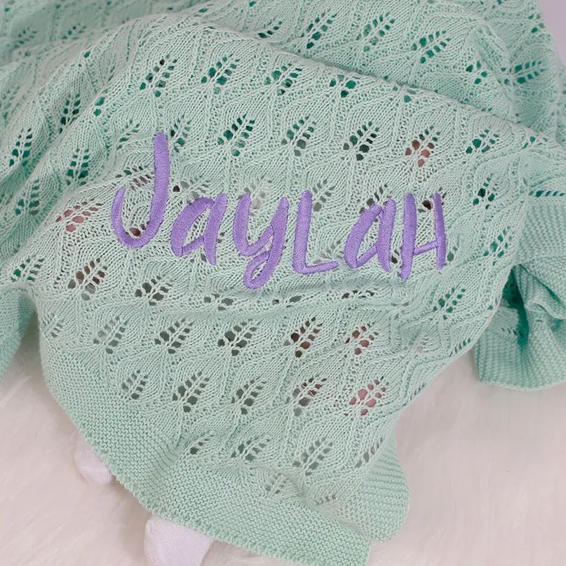 Personalized Embroidered Knit Baby Blanket for Unique Gift | CWBaby87