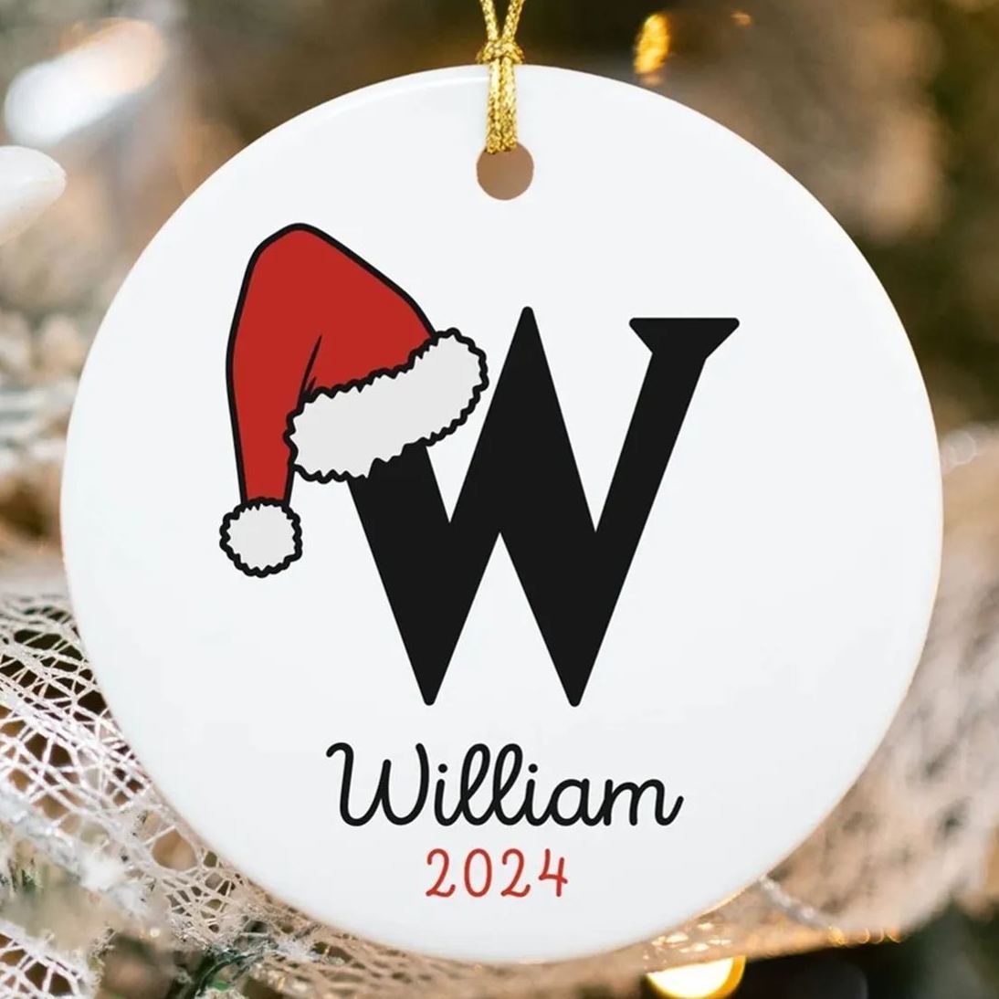 Personalized Christmas Hat Monogram Ornaments Decoration | MCGift5707