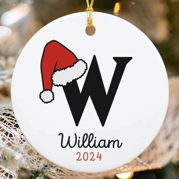 Personalized Christmas Hat Monogram Ornaments Decoration | MCGift5707