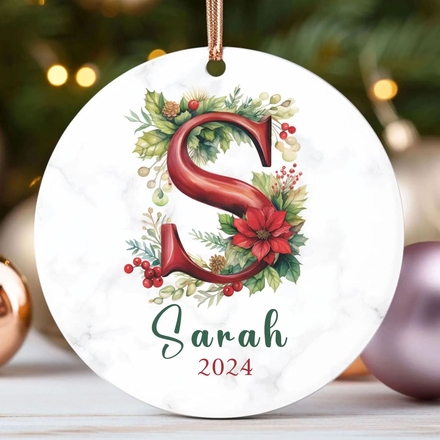 Personalized Christmas Monogram Ornaments Decoration | MCGift3608