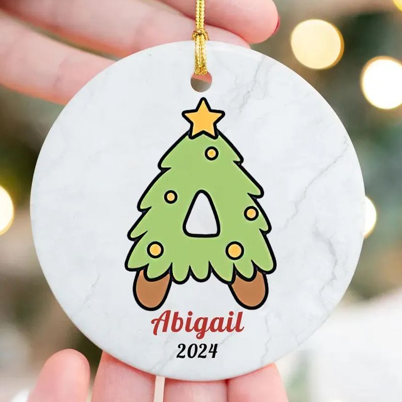 Personalized Christmas Cute Monogram Ornaments Decoration | MCGift3606