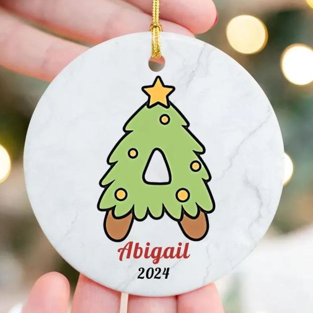 Personalized Christmas Cute Monogram Ornaments Decoration | MCGift3606
