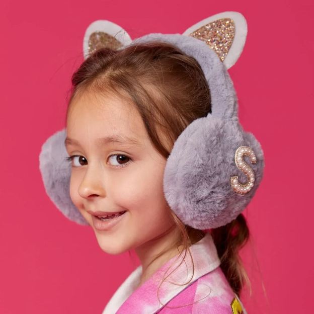 Personalized Kids Pearl Patch Warm Cat Ears Earmuffs | CWToy83