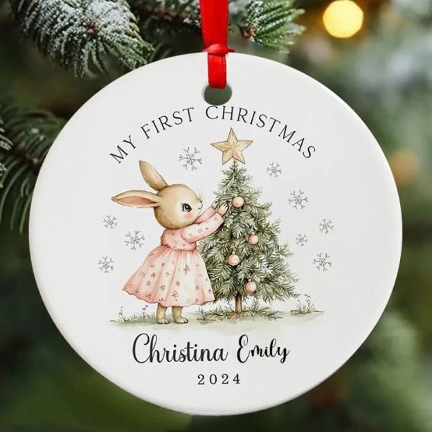 Personalized Lovely Bunny Christmas Tree Ornaments Decoration | MCGift5724
