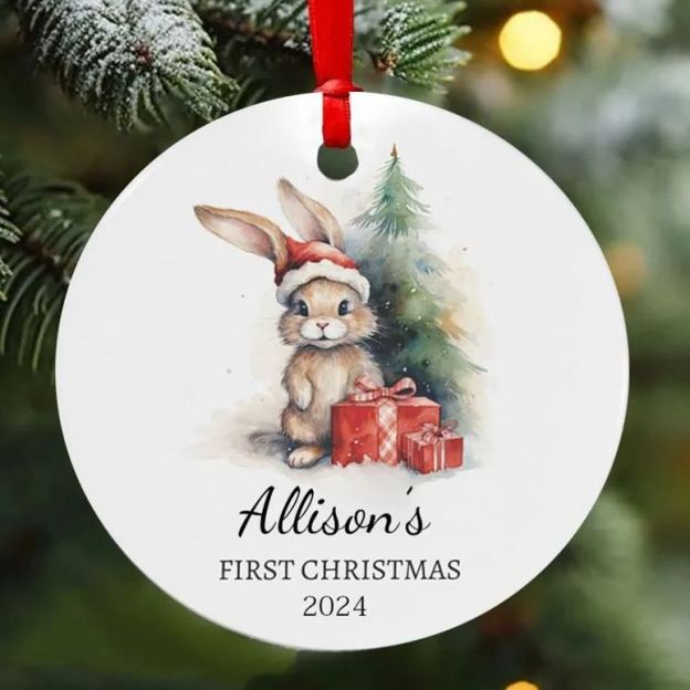 Personalized Lovely Bunny Christmas Tree Ornaments Decoration | MCGift5719