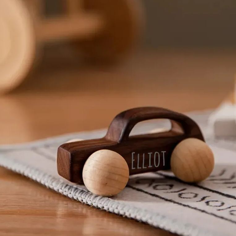 Personalized Baby Natural Wooden Cars Toy | CWToy101