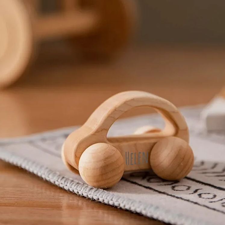 Personalized Baby Natural Wooden Cars Toy | CWToy101