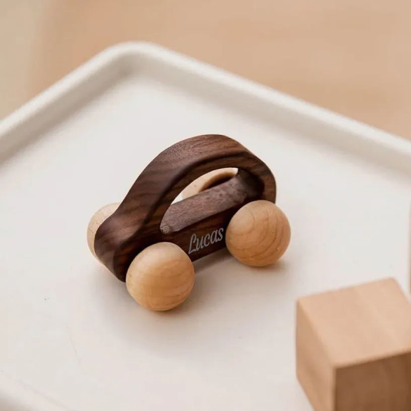 Personalized Baby Natural Wooden Cars Toy | CWToy101