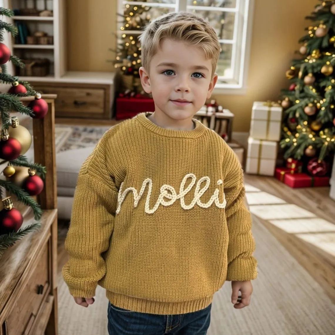 Personalized Hand embroidered Name Baby Sweater | CWBaby110