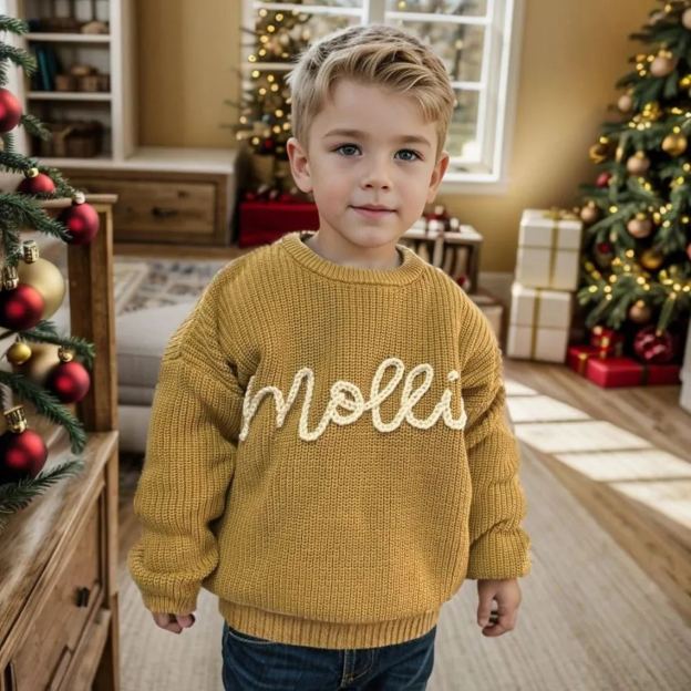 Personalized Hand embroidered Name Baby Sweater | CWBaby110