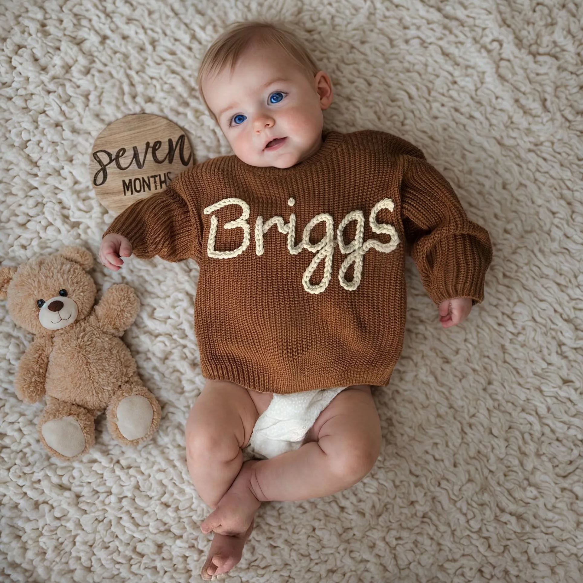 Personalized Hand embroidered Name Baby Sweater | CWBaby110