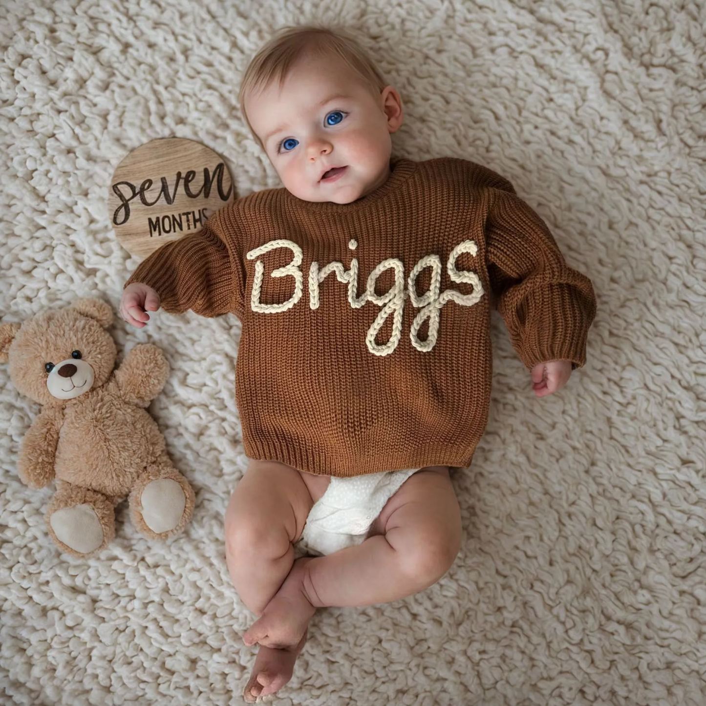 Personalized Hand embroidered Name Baby Sweater | CWBaby110