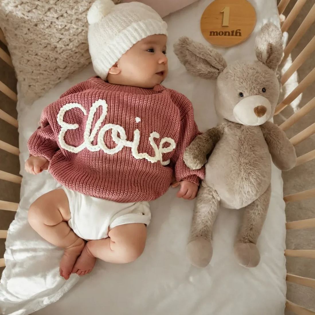 Personalized Hand embroidered Name Baby Sweater | CWBaby110