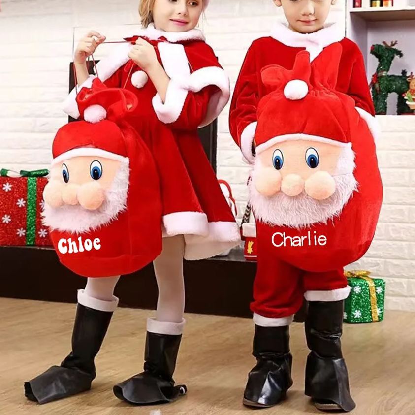 Personalized Christmas Santa Claus Velvet Gift Bag  | MCGift105