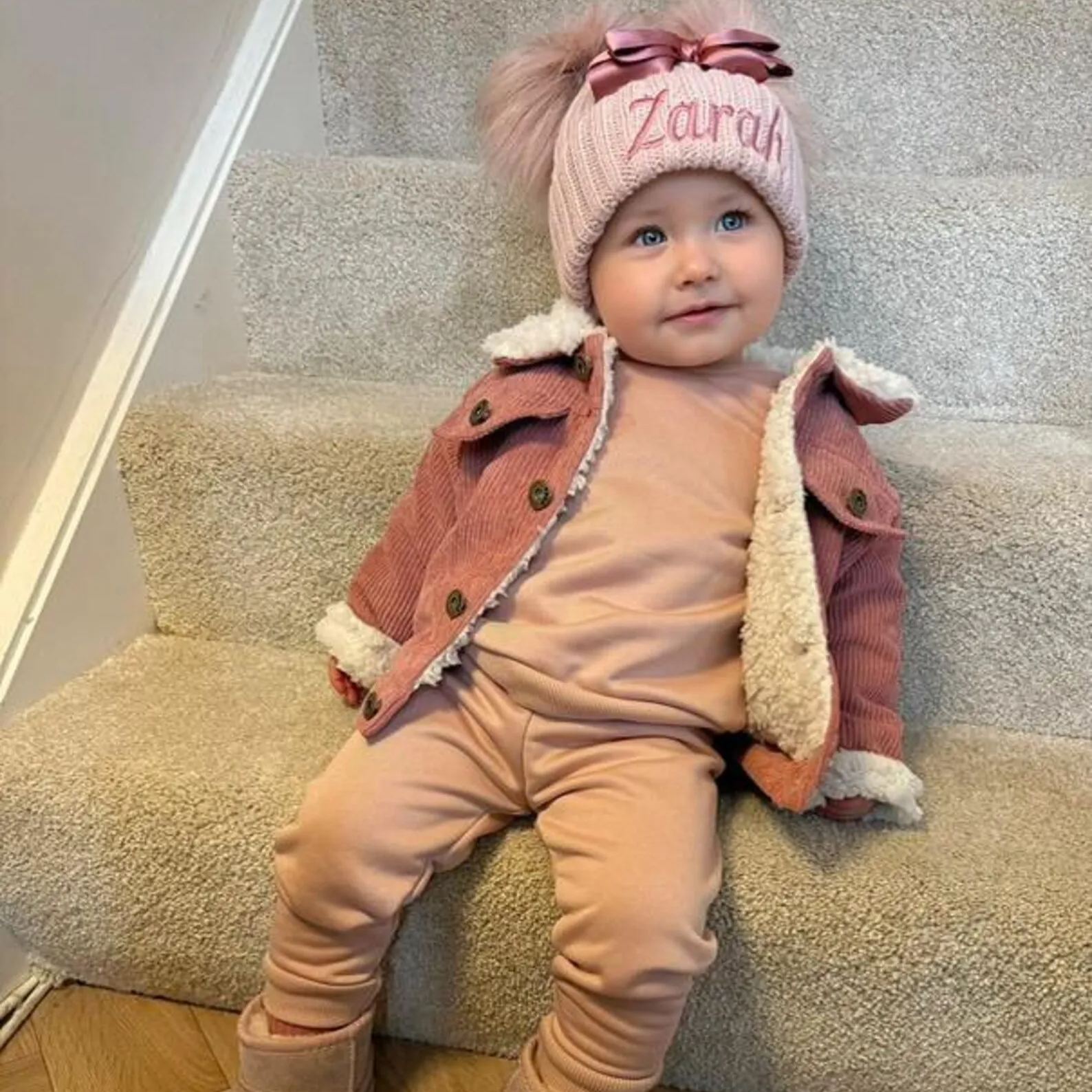 Personalized Embroidery Baby Corduroy Sherpa Jacket | CWBaby119