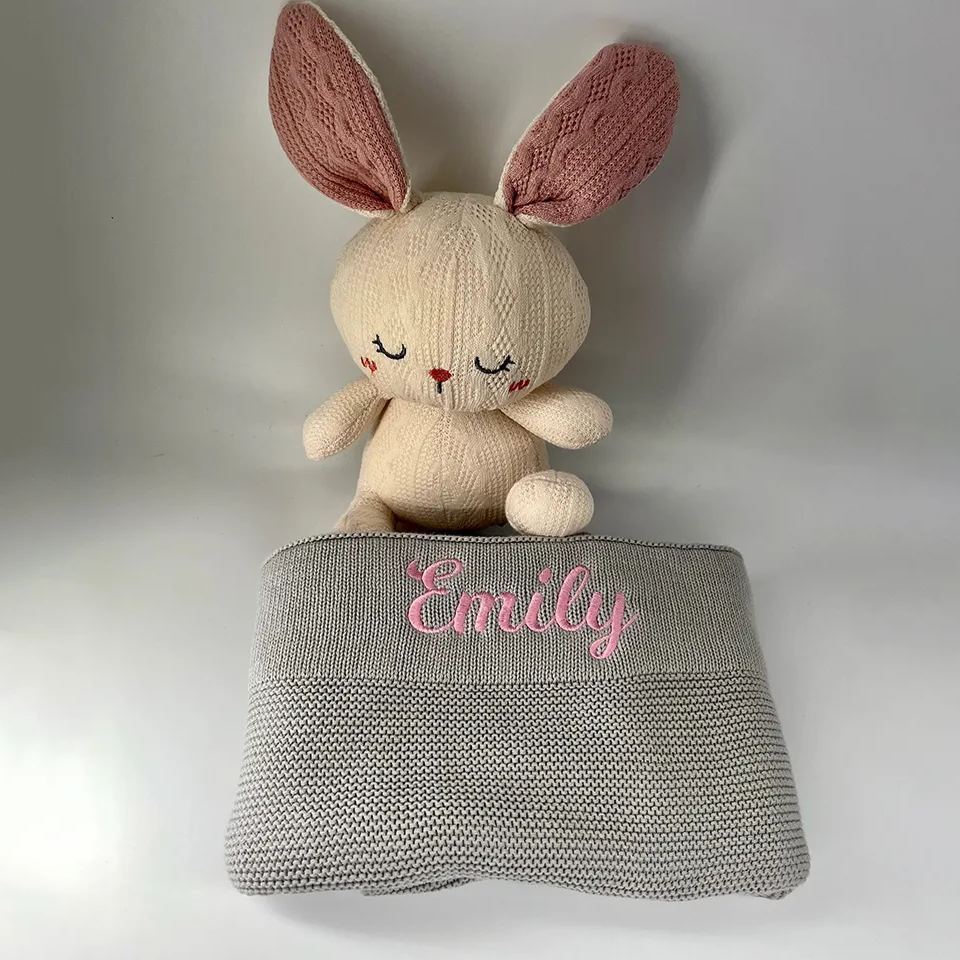 Personalized Embroidered Knit Blanket for Comfort & Unique | CWBaby30