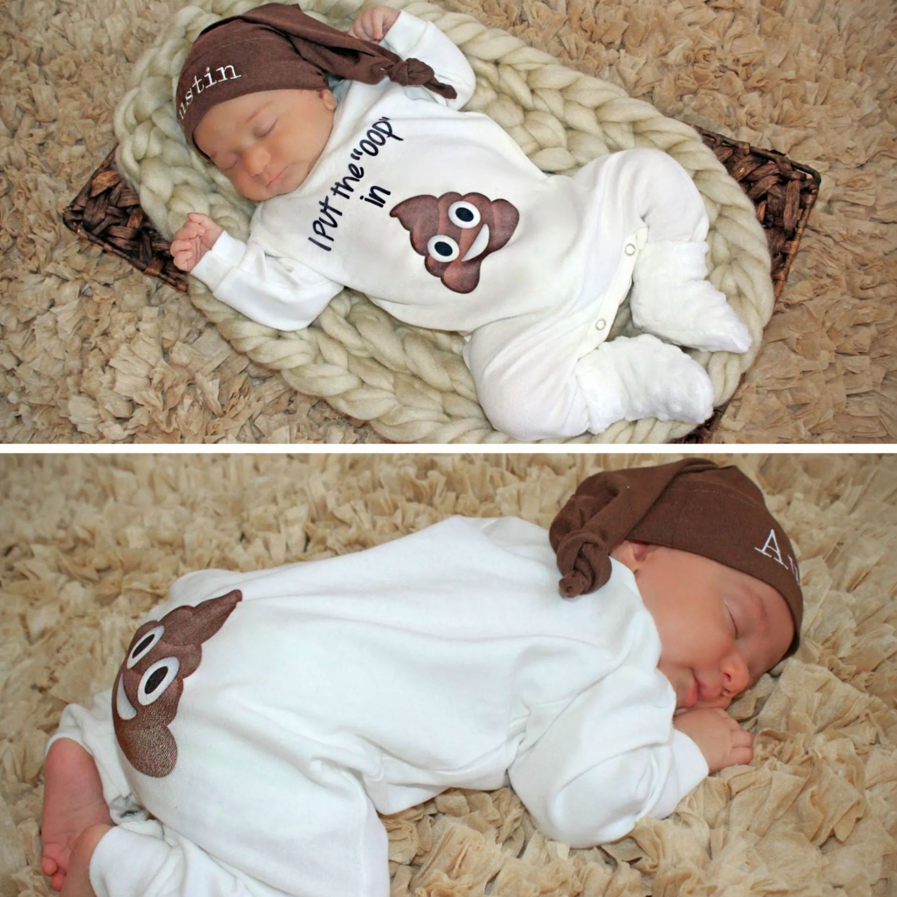 Personalized Baby Funny Take Home Romper and Hat Set | CWBaby136